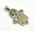 14K Yellow Gold & Diamond Khamsa with Sapphire Stones Necklace